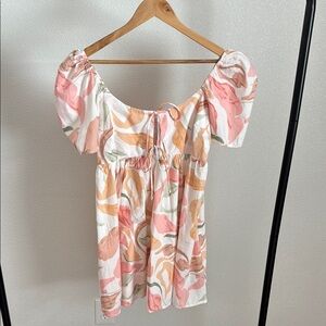 Abercrombie & Fitch Floral Puff Sleeves Keyhole Babydoll Mini dress